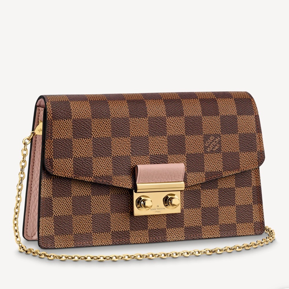 Louis Vuitton Croisette Chain Wallet Crossbody Bag Rose Ballerine Pink i…